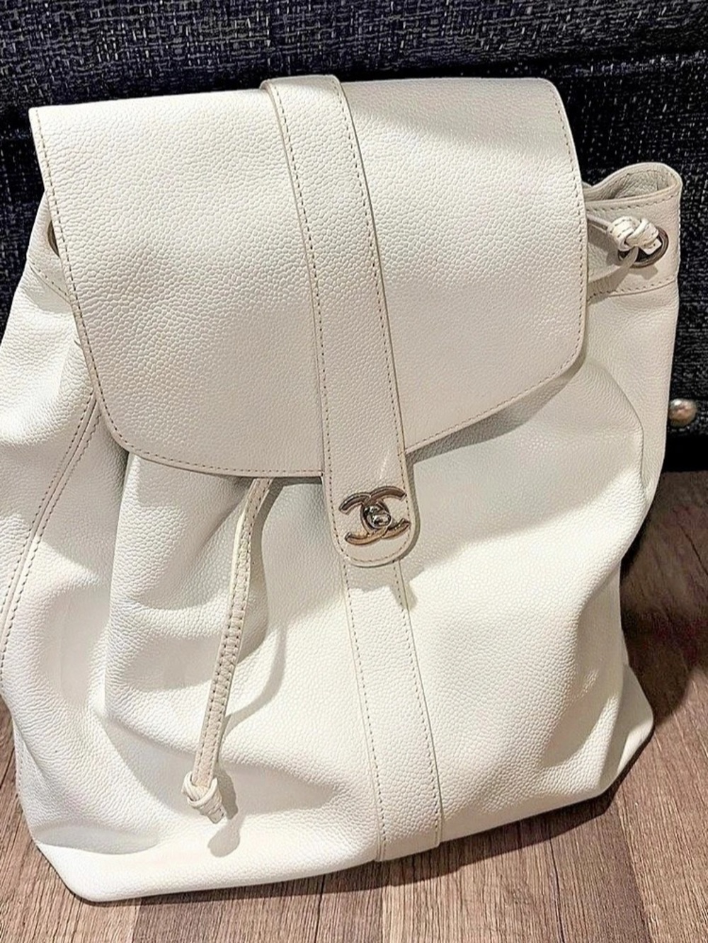 Vintage Chanel CC Drawstring Backpack